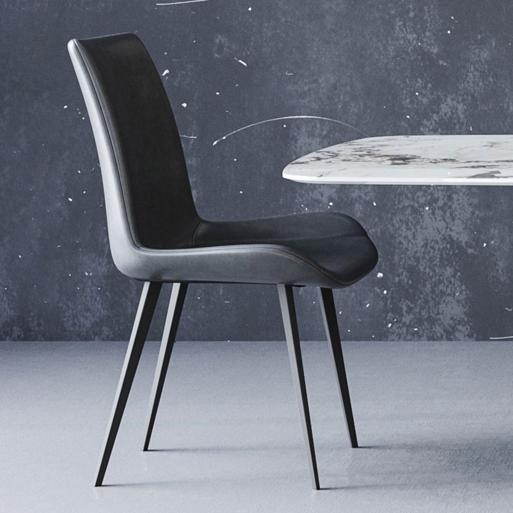 Modern Style Sintered Stone Dining Table with White Table and Black Trestle Base for Home Use