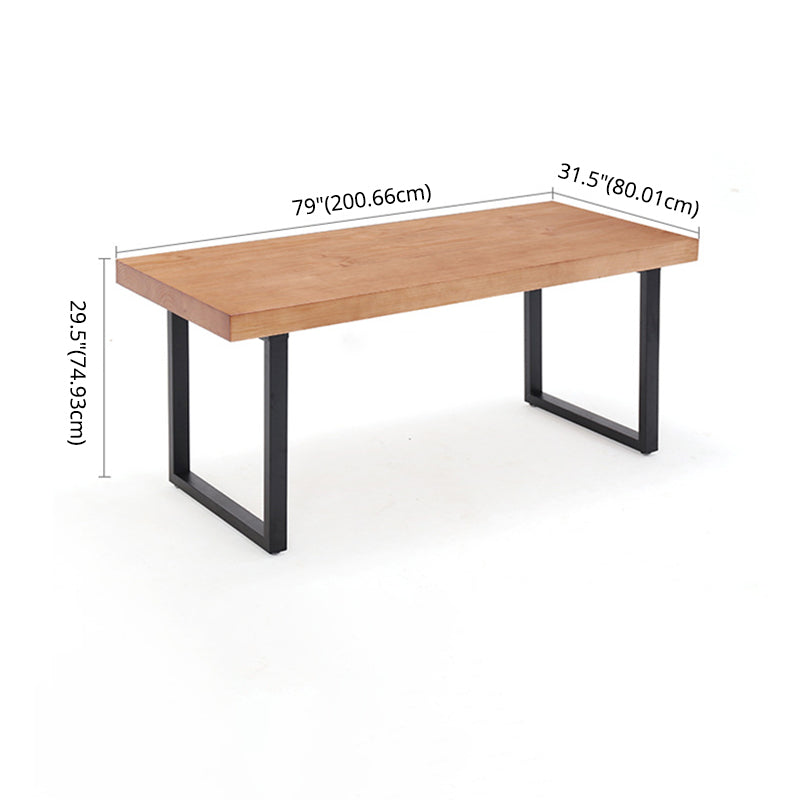 Industrial Wooden Dining Room Set with Rectangle Table and Metal Base Dining Table Furniture