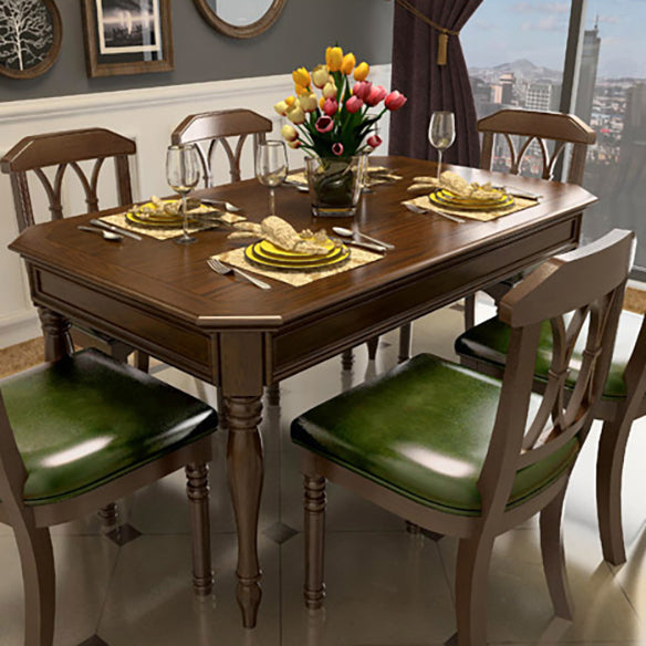 Wooden Dining Room Set Traditional Standard Height with Rectangle Top Dining Furniture