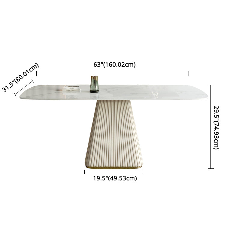 Minimalist Sintered Stone Dining Set for 4/6 Table Set of Metal Gold Base and PU Leather Chairs