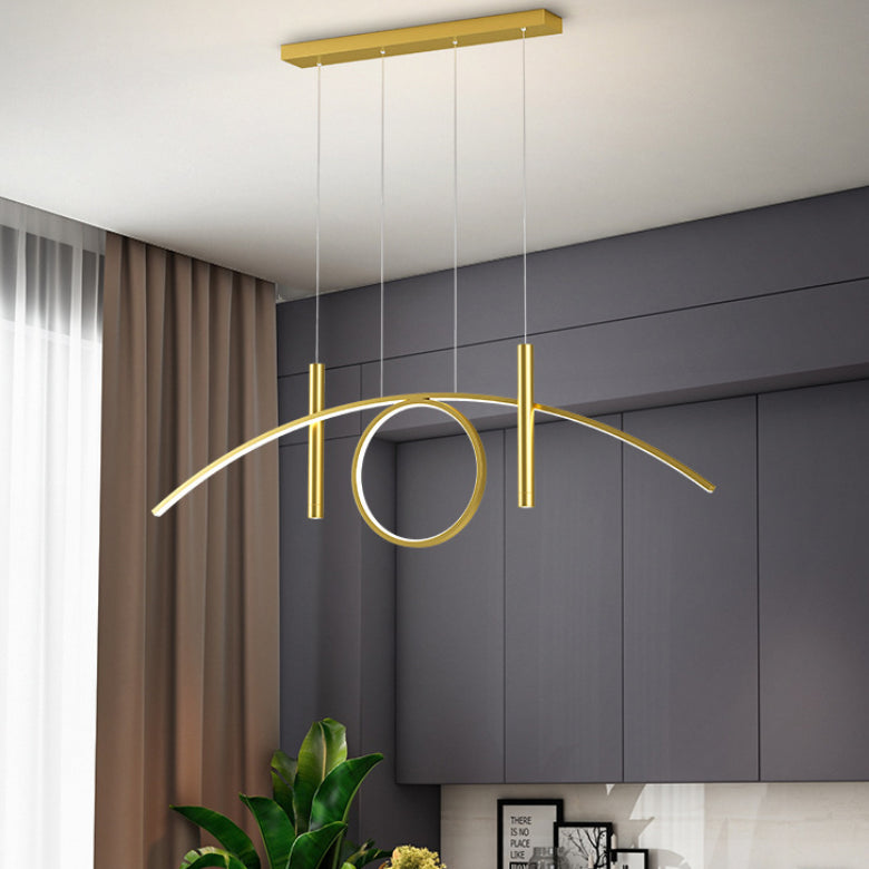 Acryl lineair LED -eilandlicht in modern beknopte stijl smeedijzeren hanglamp voor eetkamer