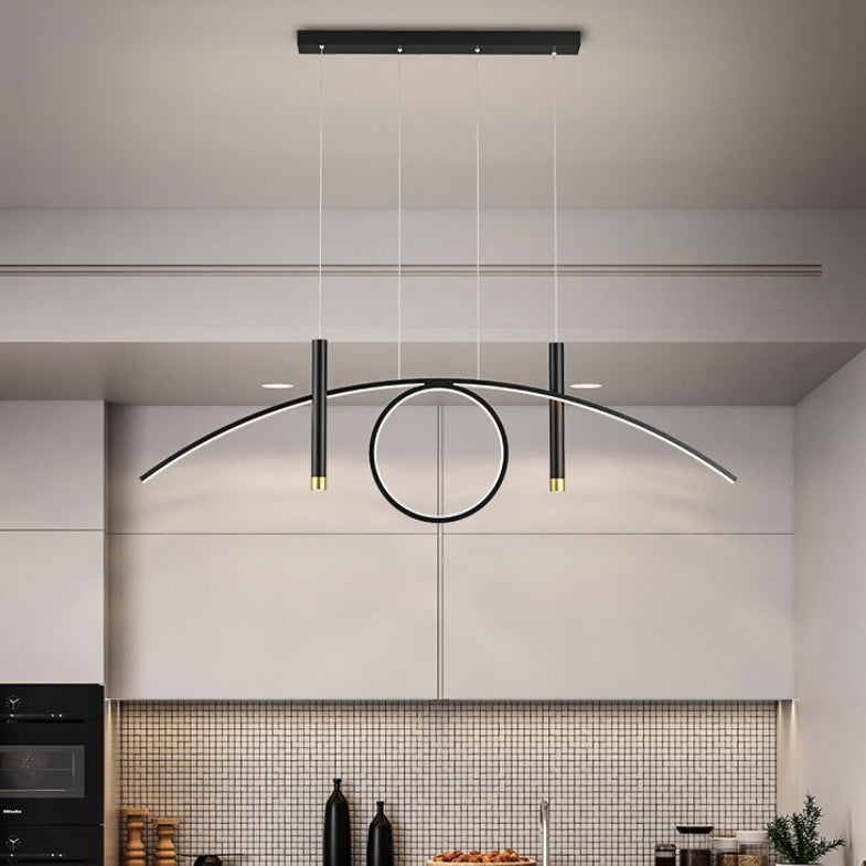 Acryl lineair LED -eilandlicht in modern beknopte stijl smeedijzeren hanglamp voor eetkamer