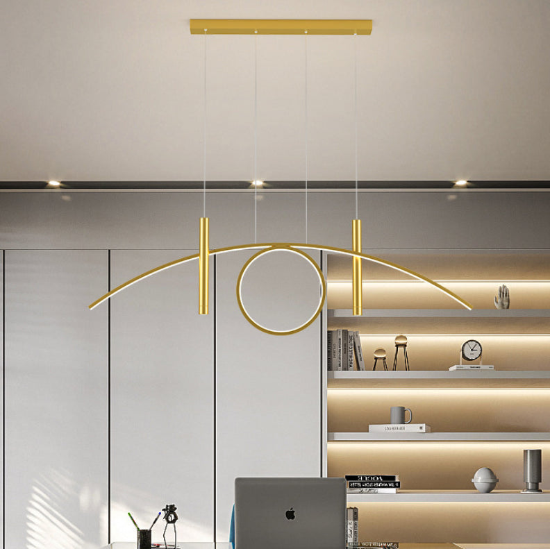 Acrylic Linear LED Island Light in Modern Concise Style Wrought Iron Pendant Light for Dining Room