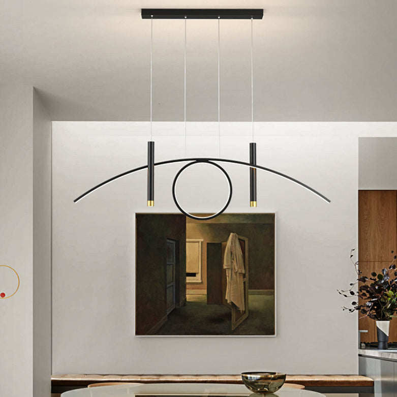 Acryl lineair LED -eilandlicht in modern beknopte stijl smeedijzeren hanglamp voor eetkamer