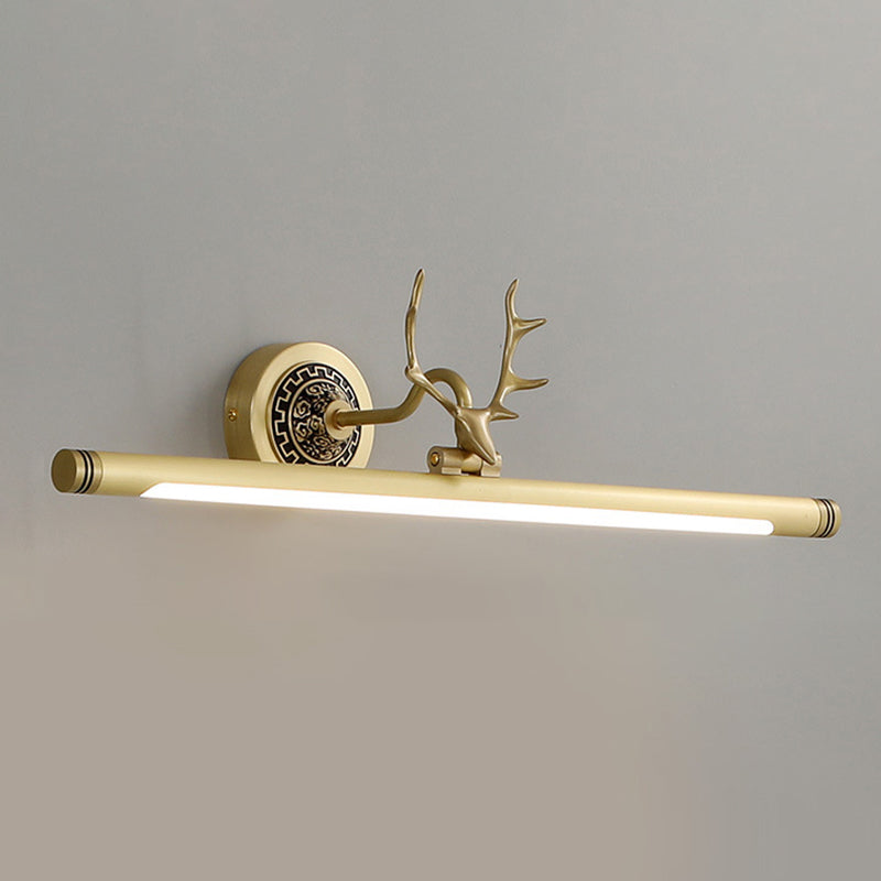 Linear Vanity Wall Lights Traditional Acrylic Wall Sconce with Antlers for Bathroom