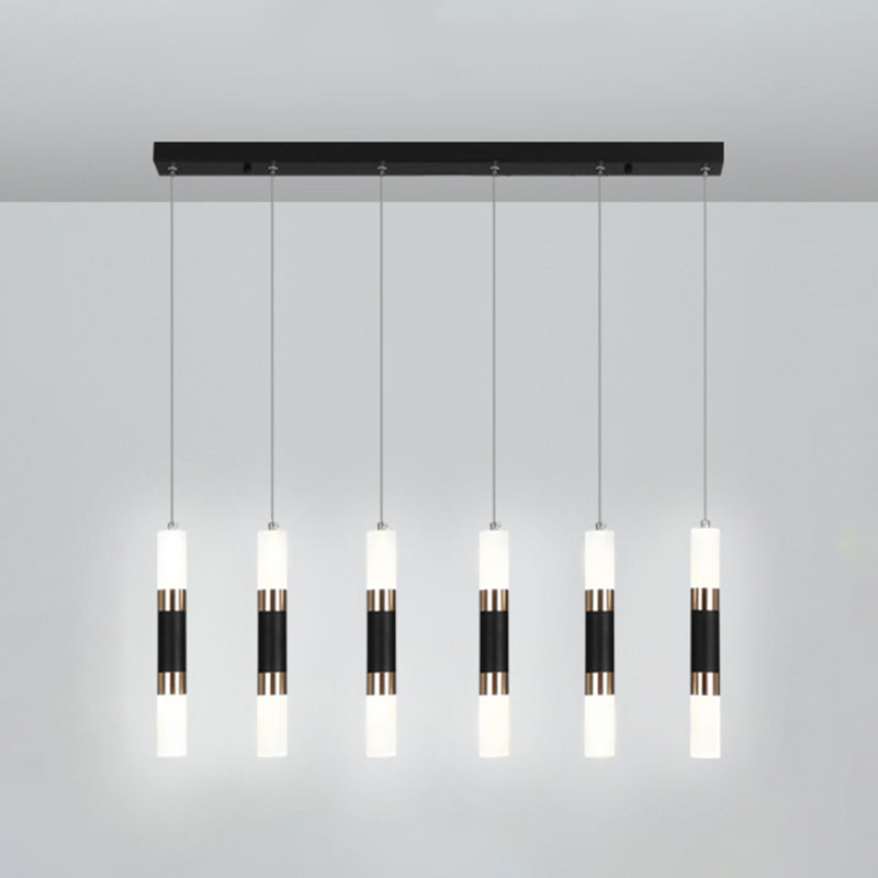 Cylinder Hanging Light Fixture Modern Style Metal LED Black Hanging Ceiling Light