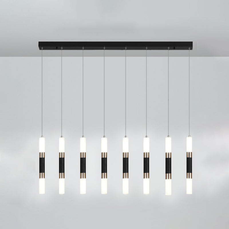 Cylinder Hanging Light Fixture Modern Style Metal LED Black Hanging Ceiling Light