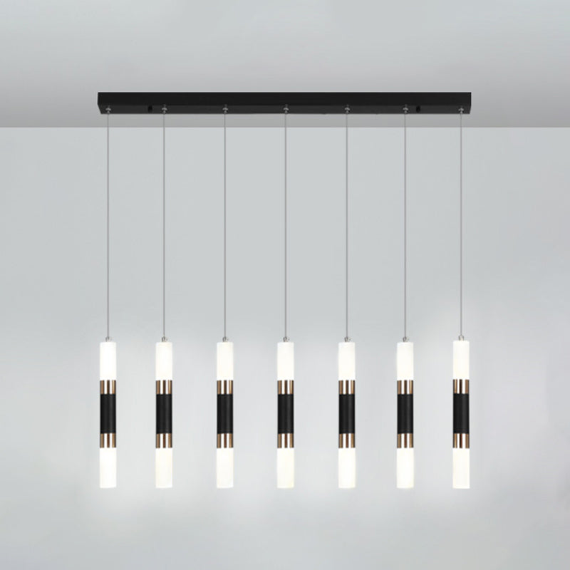 Cylinder Hanging Light Fixture Modern Style Metal LED Black Hanging Ceiling Light