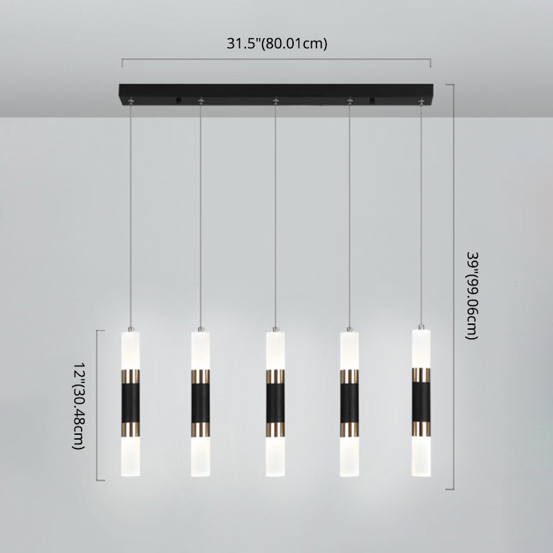 Cylinder Hanging Light Fixture Modern Style Metal LED Black Hanging Ceiling Light