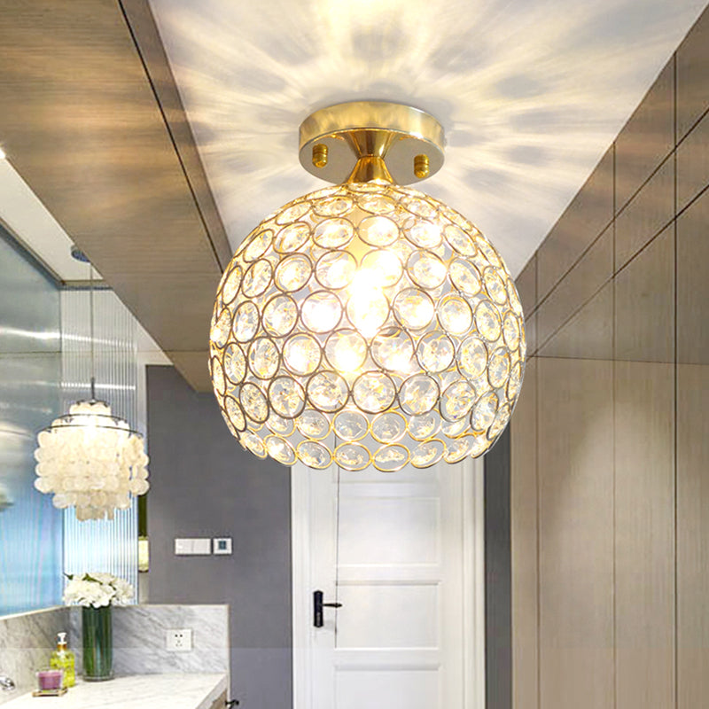 Lámpara de techo esférica Simplicity, luz empotrada para pasillo de 1 luz de cristal