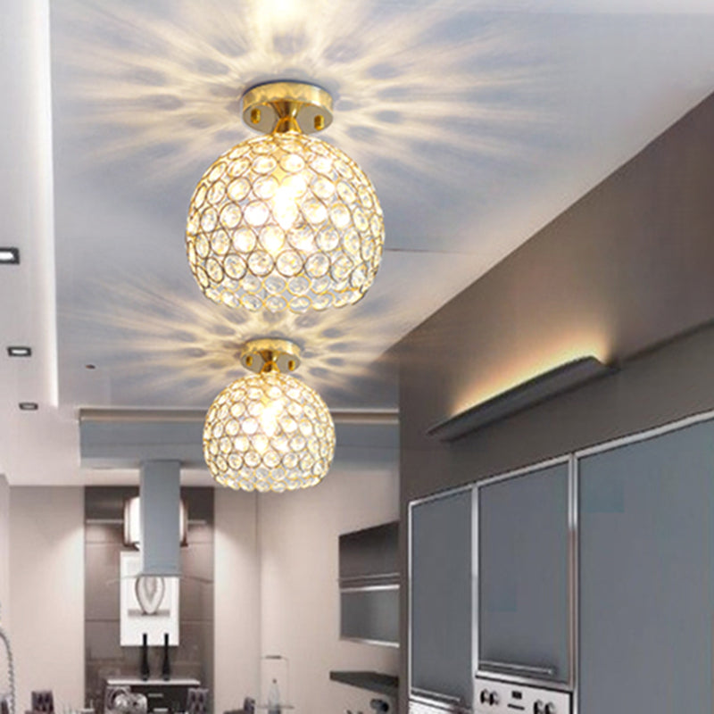 Lámpara de techo esférica Simplicity, luz empotrada para pasillo de 1 luz de cristal