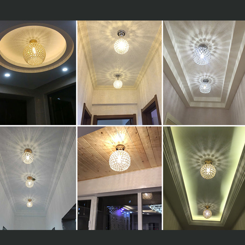 Lámpara de techo esférica Simplicity, luz empotrada para pasillo de 1 luz de cristal