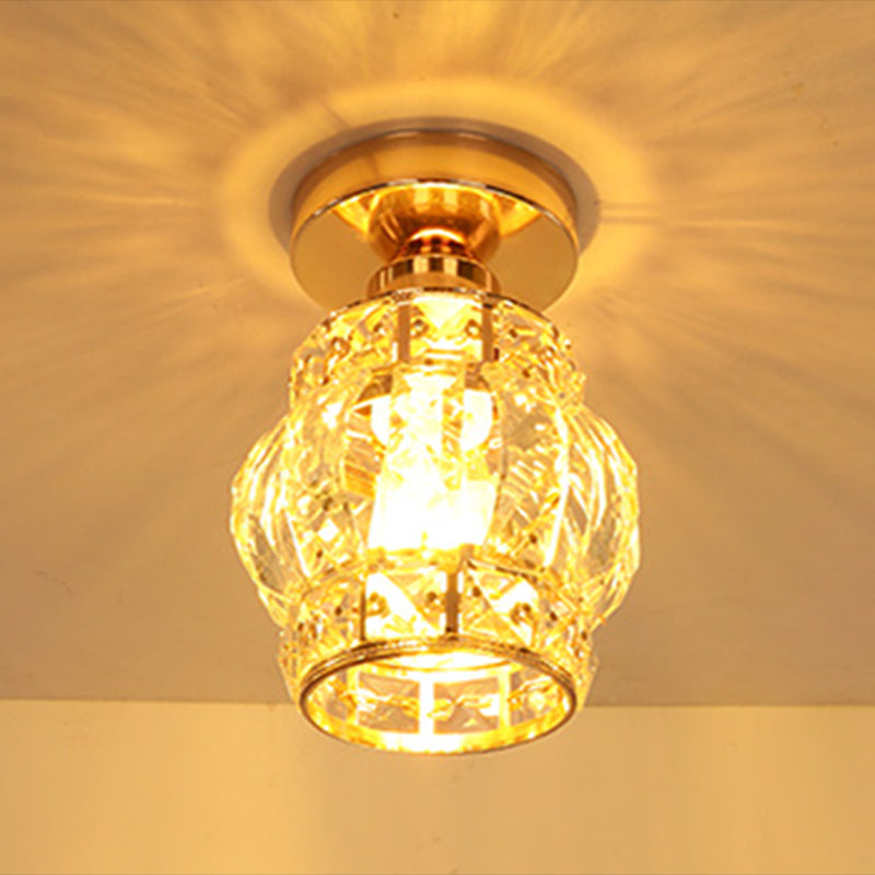 Petit plafonnier boule d'or moderne, 1 ampoule, plafonnier en cristal pour allée