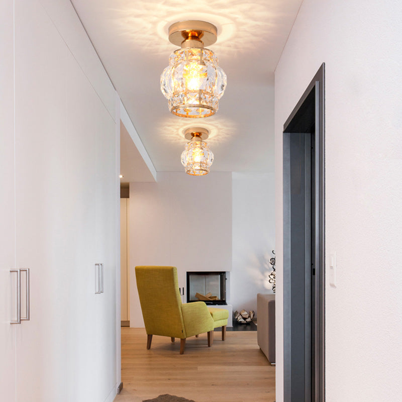 Petit plafonnier boule d'or moderne, 1 ampoule, plafonnier en cristal pour allée