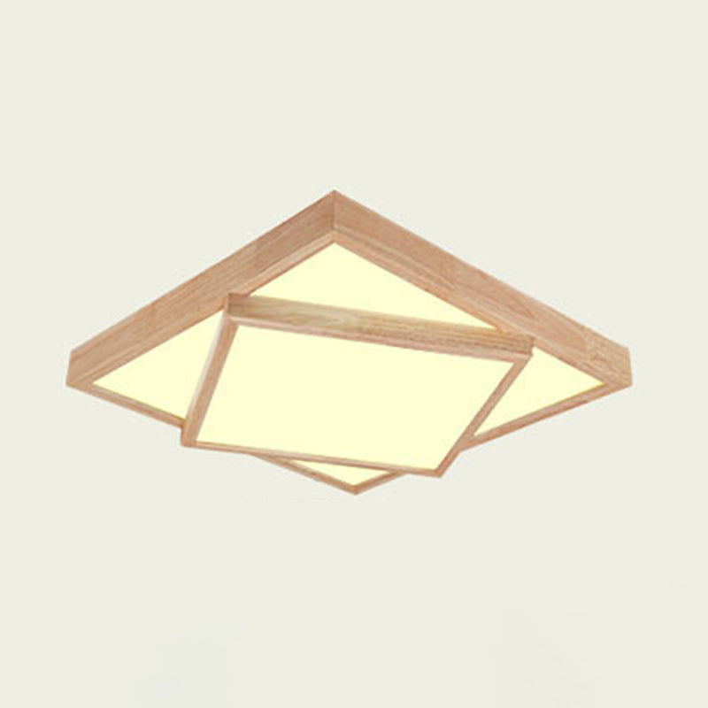 Plafonnier géométrique moderne en bois avec abat-jour en acrylique pour salon