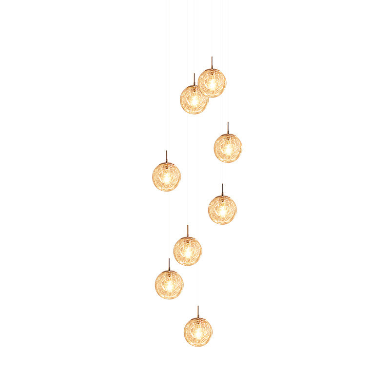 Spiral Stairs Pendant Light Fixture Clear Glass Nordic Style Multiple Hanging Light