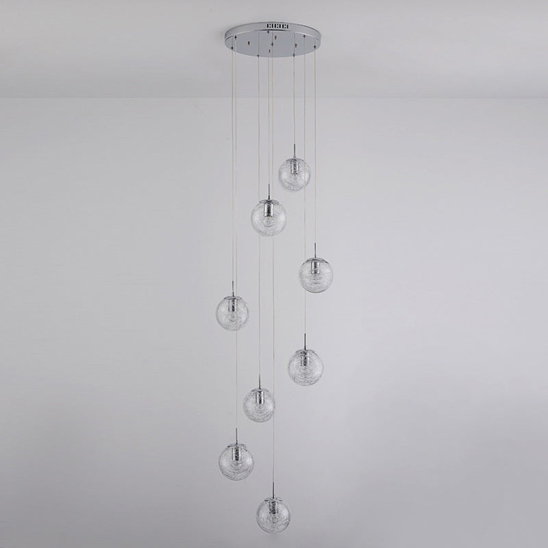 Spiral Stairs Pendant Light Fixture Clear Glass Nordic Style Multiple Hanging Light