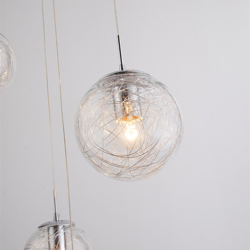 Spiral Stairs Pendant Light Fixture Clear Glass Nordic Style Multiple Hanging Light