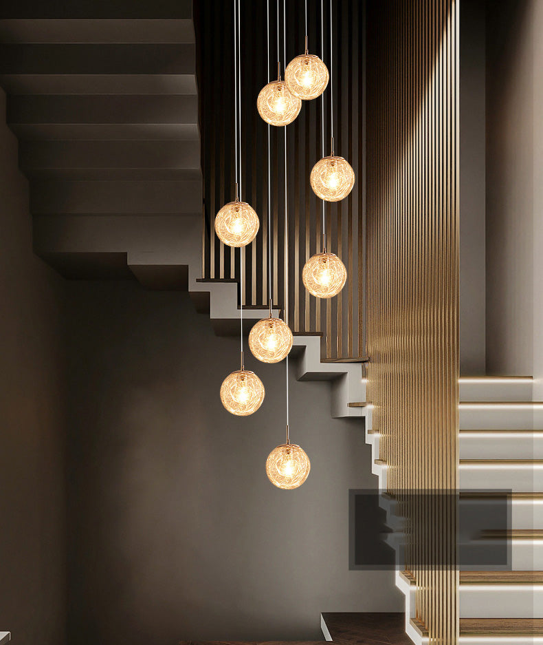 Spiral Stairs Pendant Light Fixture Clear Glass Nordic Style Multiple Hanging Light