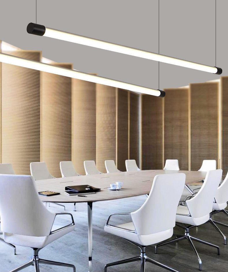Metal Tube Shaped Led Pendent in Modern Style 30W Led Suspended Lights for Office Conference Room