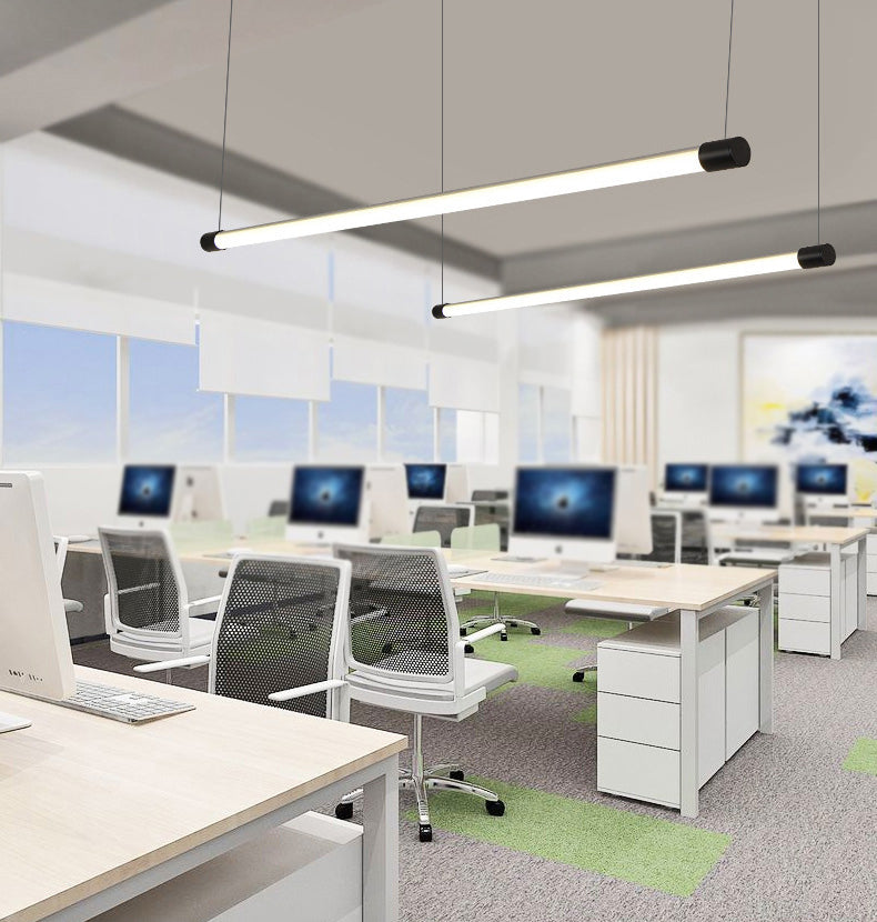 Metal Tube Shaped Led Pendent in Modern Style 30W Led Suspended Lights for Office Conference Room