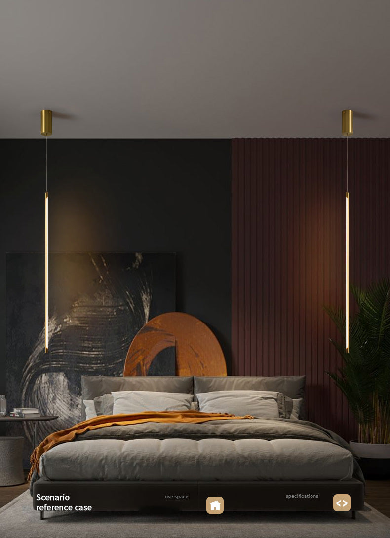 Modern Round Tube LED Pendant Light Long Line Lamps for Bedroom Dinning Room