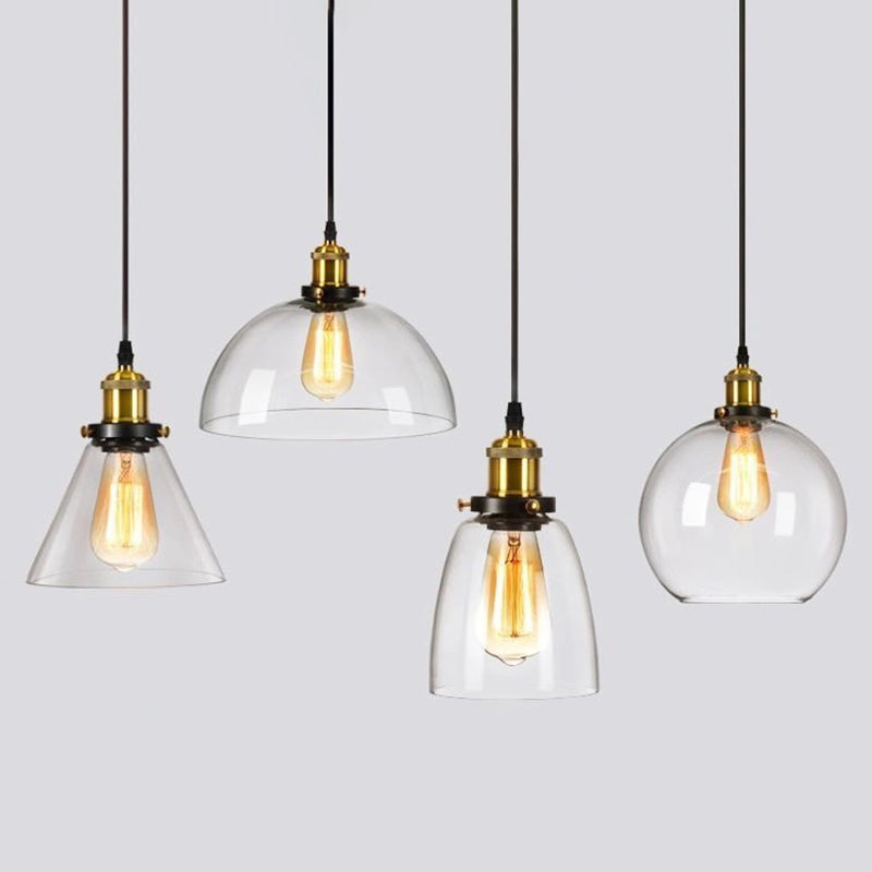 Suspended Lighting Fixture Industrial Glass Shaded Pendant Ceiling Light for Dinning Room