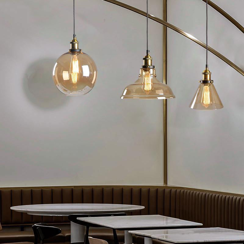 Suspended Lighting Fixture Industrial Glass Shaded Pendant Ceiling Light for Dinning Room