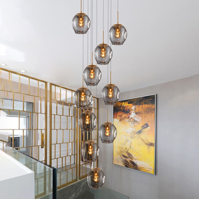 Minimalismo contemporaneo a sospensione vetro trasparente 10 piega per soffitto sospesa per le scale a spirale