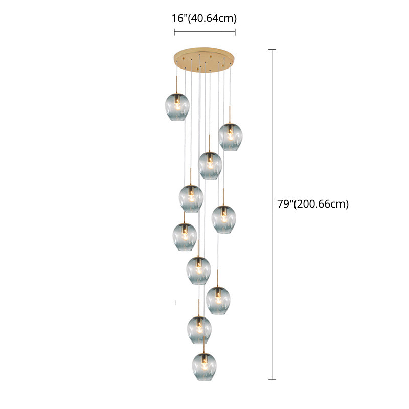 Minimalismo contemporaneo a sospensione vetro trasparente 10 piega per soffitto sospesa per le scale a spirale