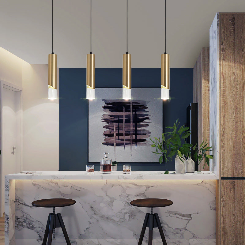 Tube Dinning Room Hanging Light Fixture Metal Simple Style Pendant Light Fixture