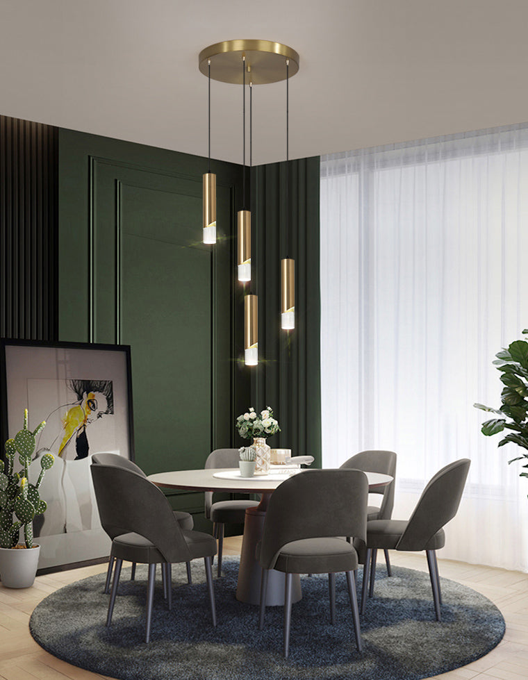 Tube Dinning Room Hanging Light Fixture Metal Simple Style Pendant Light Fixture