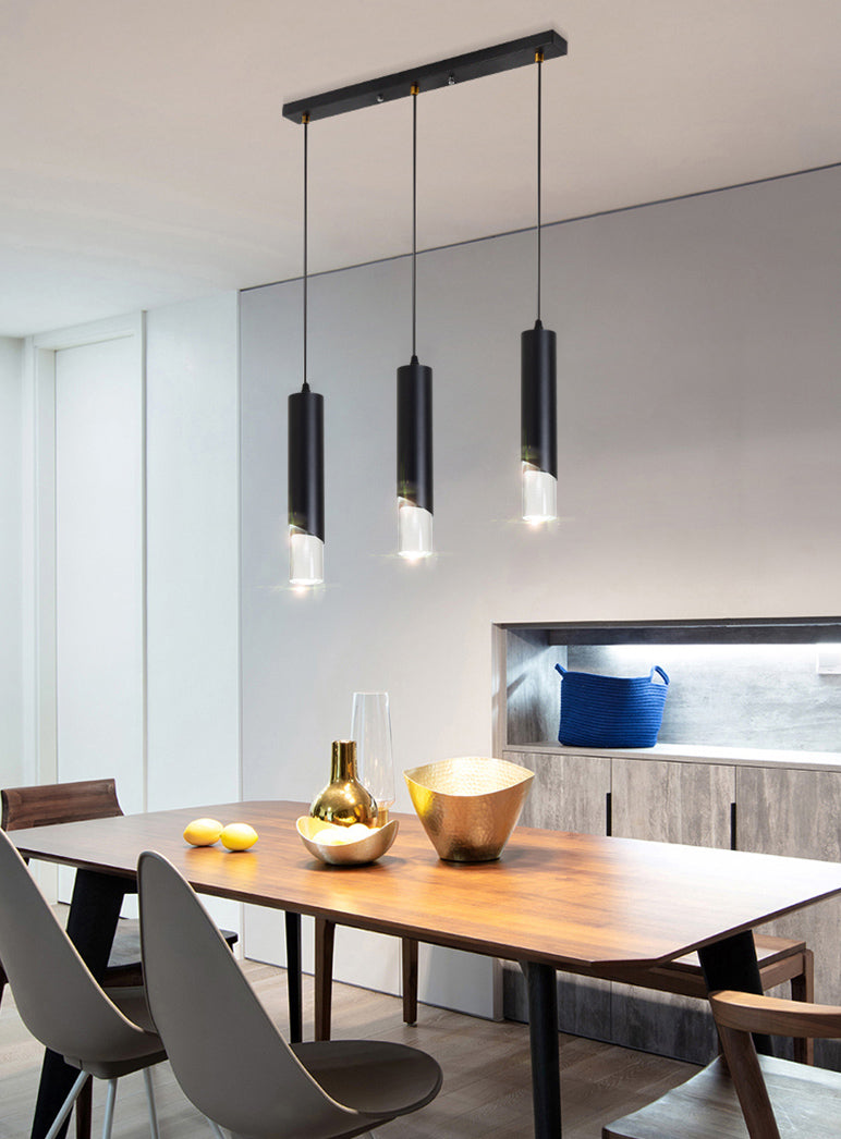 Tube Dinning Room Hanging Light Fixture Metal Simple Style Pendant Light Fixture