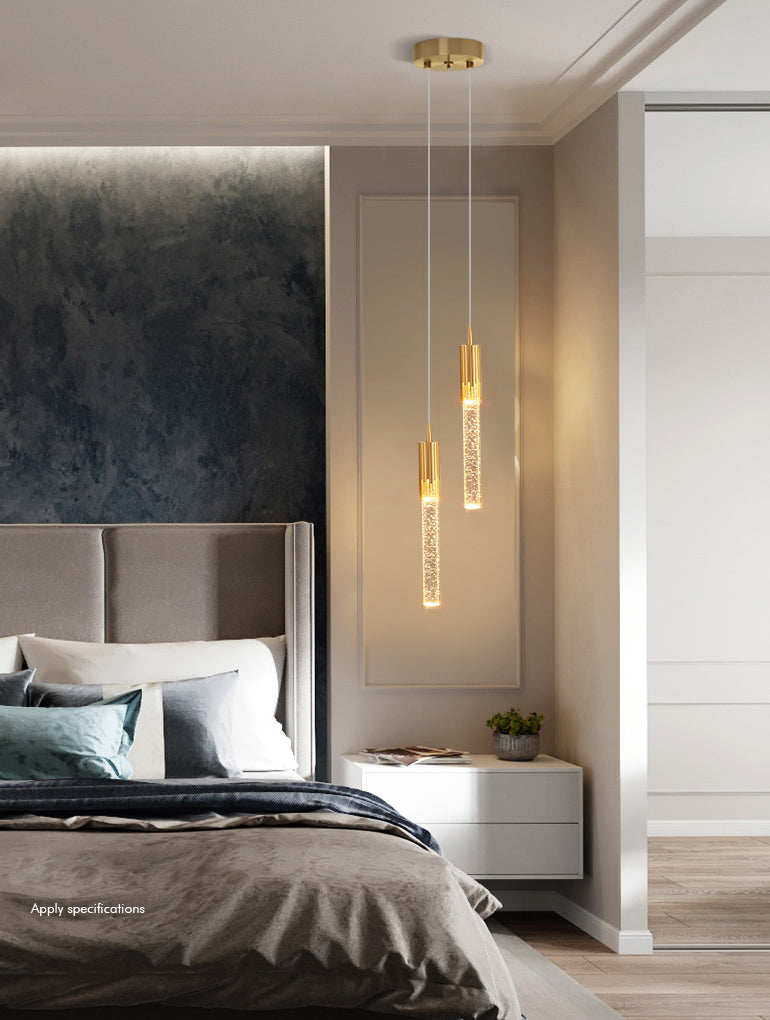 Röhrchen -Anhänger Beleuchtungsrichtung zeitgenössischer Kristall -LED -Schlafzimmer Hanges Anhänger Licht