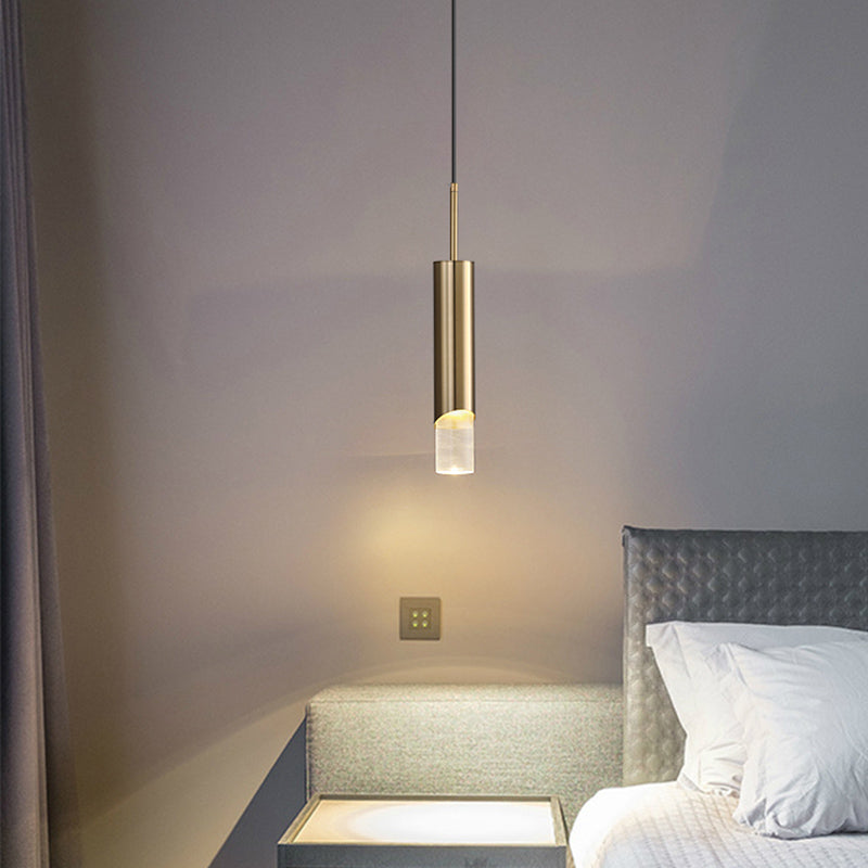 Bedroom Suspended Lighting Fixture Modern Style Hanging Light Kit with Tube Acrylic Shade