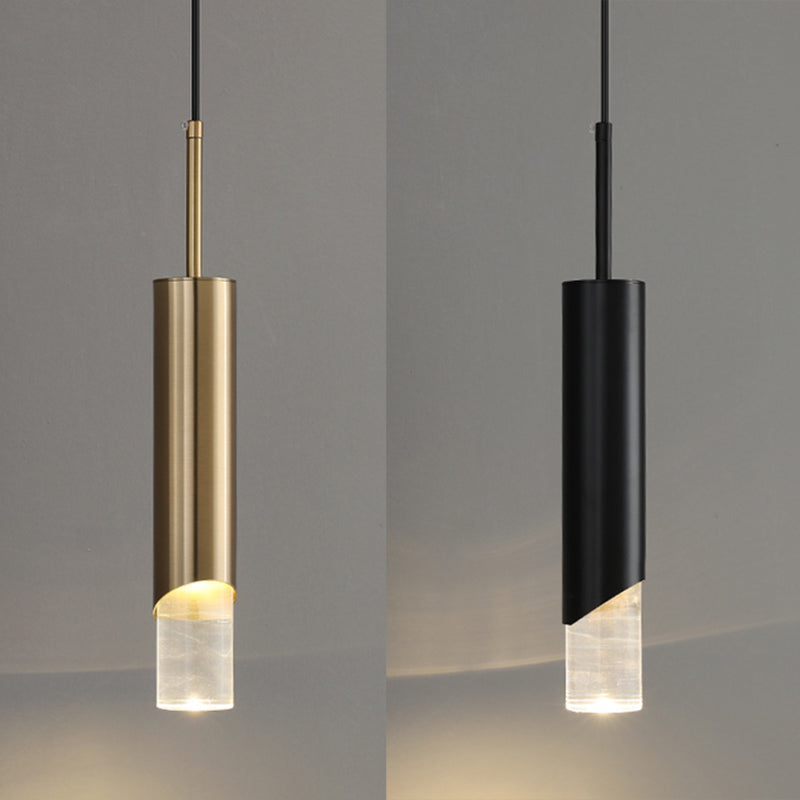 Bedroom Suspended Lighting Fixture Modern Style Hanging Light Kit with Tube Acrylic Shade