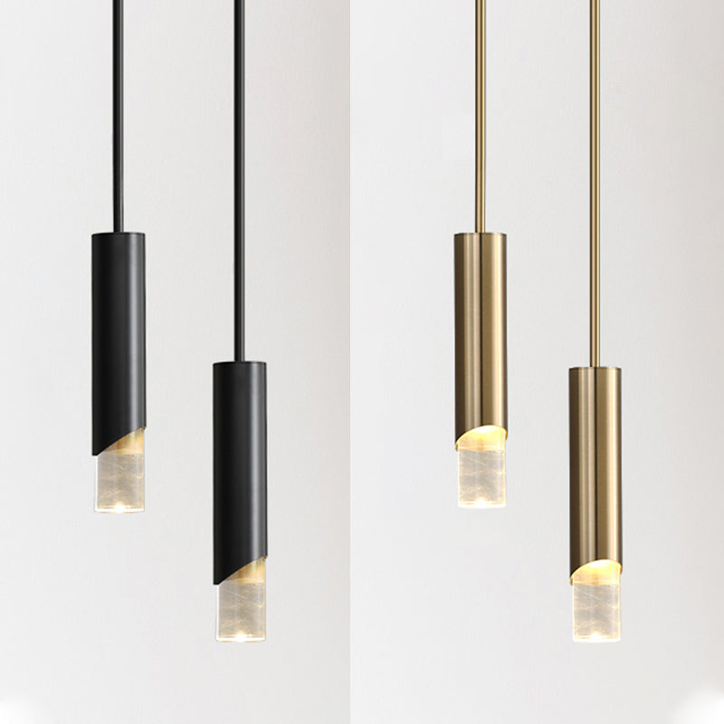 Bedroom Suspended Lighting Fixture Modern Style Hanging Light Kit with Tube Acrylic Shade