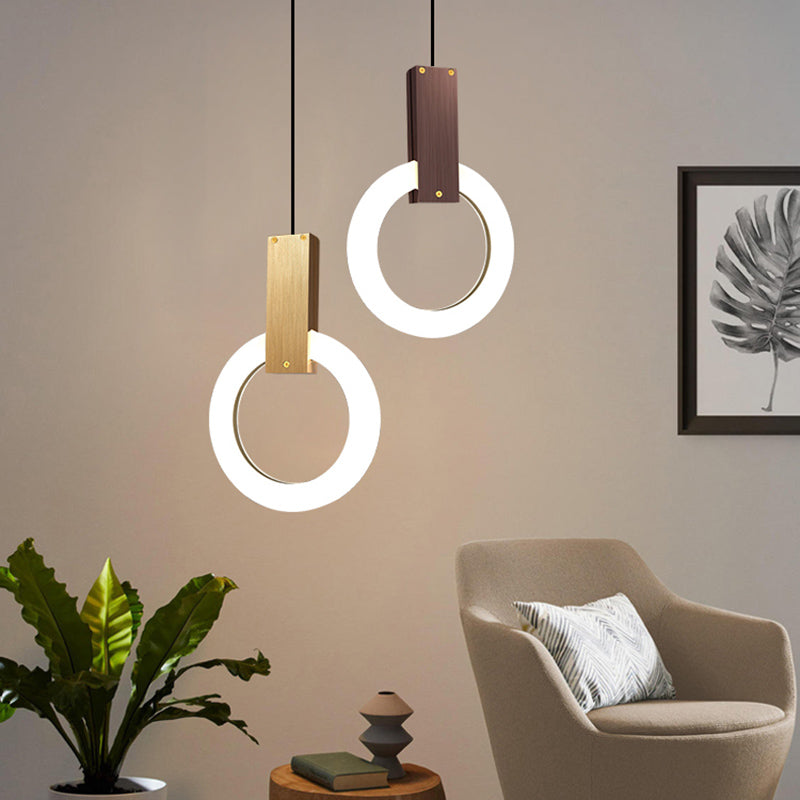 Metal Circle Pendant Light Fixture Modern Style LED Pendant Ceiling Light for Bedroom