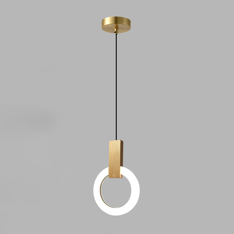 Metal Circle Pendant Light Fixture Modern Style LED Pendant Ceiling Light for Bedroom