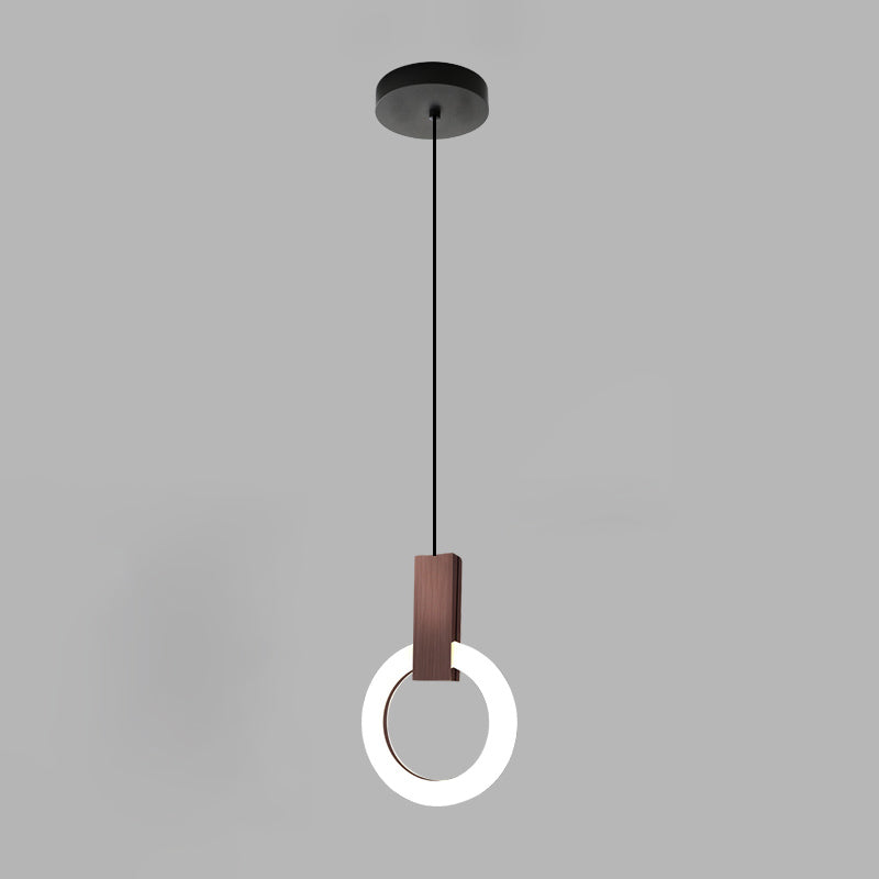 Metal Circle Pendant Light Fixture Modern Style LED Pendant Ceiling Light for Bedroom