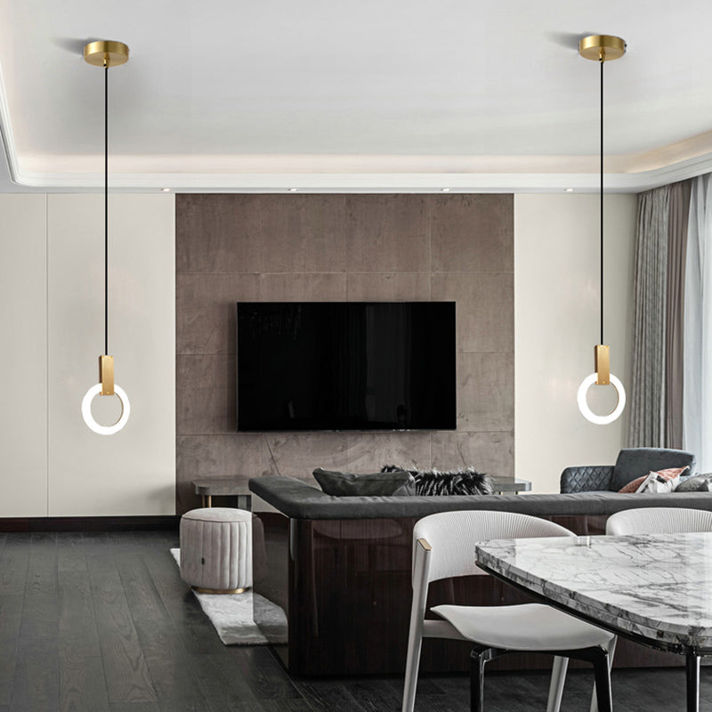 Metal Circle Pendant Light Fixture Modern Style LED Pendant Ceiling Light for Bedroom