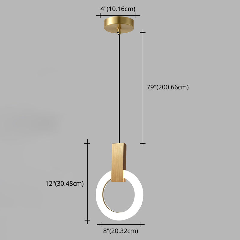 Metal Circle Pendant Light Fixture Modern Style LED Pendant Ceiling Light for Bedroom