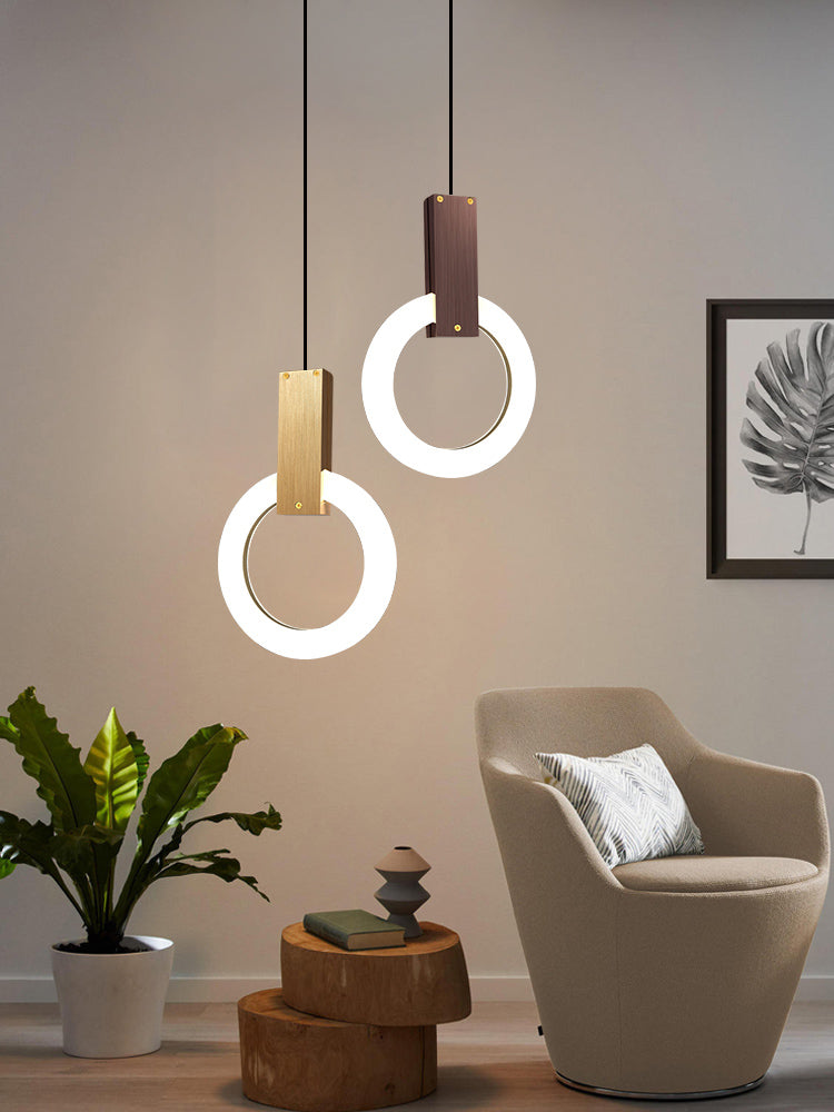 Metal Circle Pendant Light Fixture Modern Style LED Pendant Ceiling Light for Bedroom