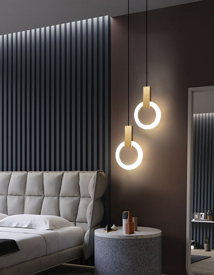 Metal Circle Pendant Light Fixture Modern Style LED Pendant Ceiling Light for Bedroom