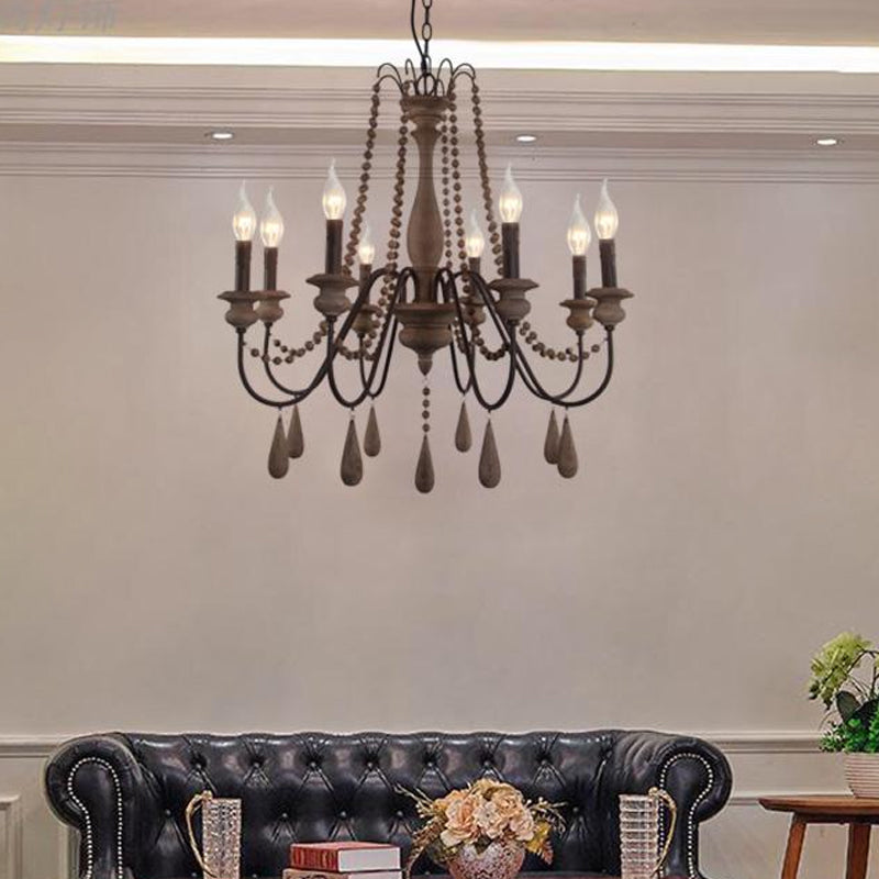 Retro 6/8/12 Köpfe Kronleuchter Lampe graue Zweig Deckenleuchte mit Metallarm für Wohnzimmer