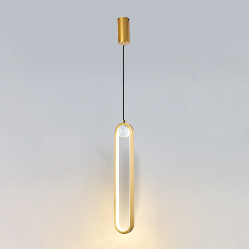 Metal Oblong Hanging Ceiling Light Modern Style LED Ceiling Pendant Light for Bedroom