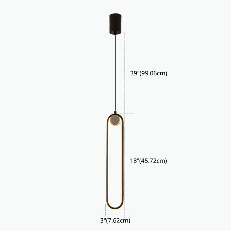 Metal Oblong Hanging Ceiling Light Modern Style LED Ceiling Pendant Light for Bedroom