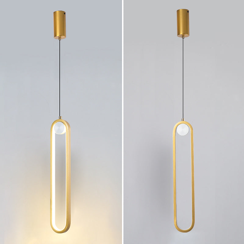 Metal Oblong Hanging Ceiling Light Modern Style LED Ceiling Pendant Light for Bedroom