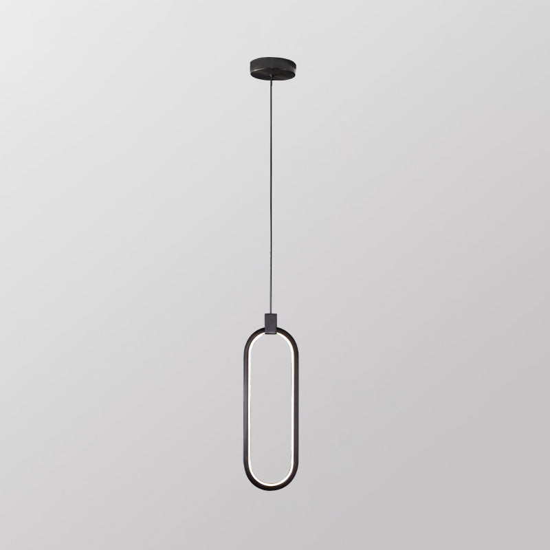 Oval Suspended Lighting Fixture Minimalist Style LED Metal Pendant Light Kit for Bedroom