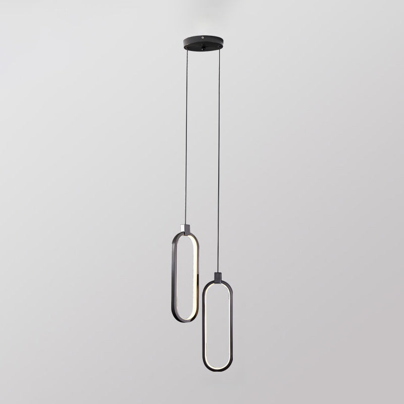 Oval Suspended Lighting Fixture Minimalist Style LED Metal Pendant Light Kit for Bedroom